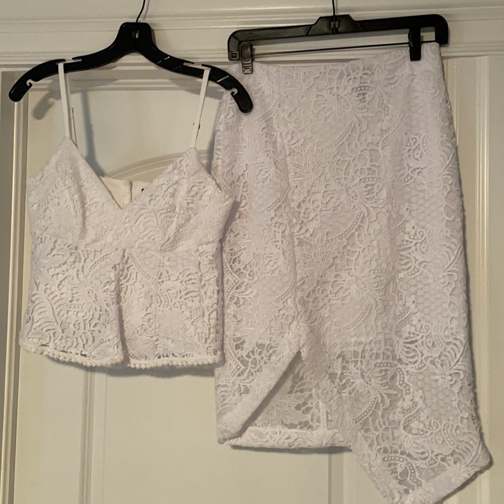 White BCBG top/skirt set